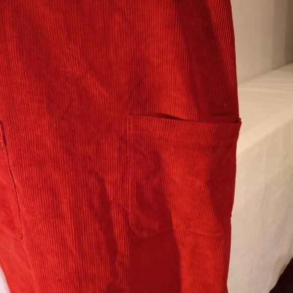 Maternity dungaree corduroy dress, burgundy, Large Size maternity - Picture 3 of 3